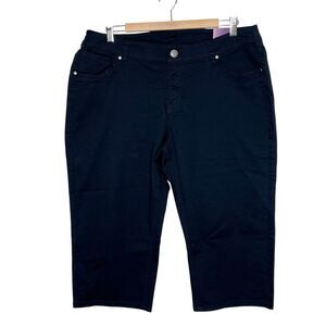 Lane Bryant Capri Pants Black Womens 16 Cotton Stretch Five Pocket Mid Rise